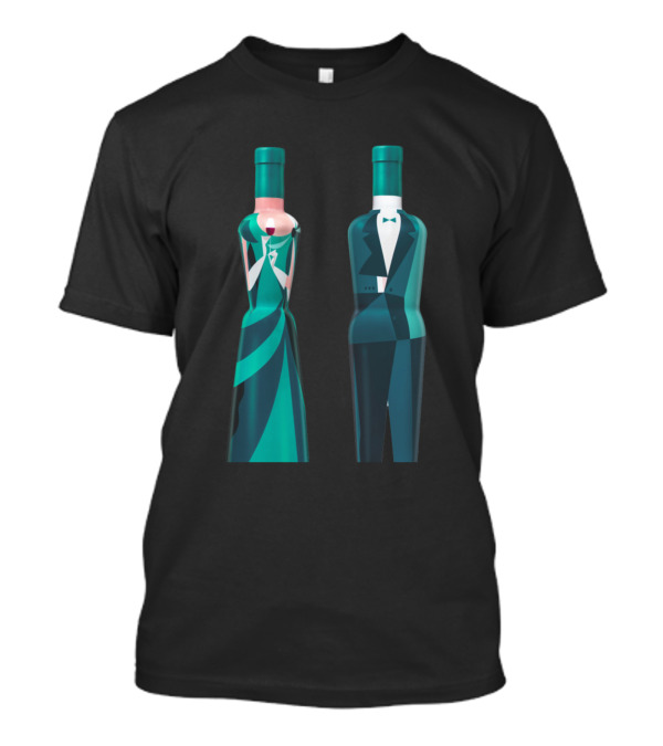 Couple Partyh Elegant Bottle Design Formal Attire T-Shirt