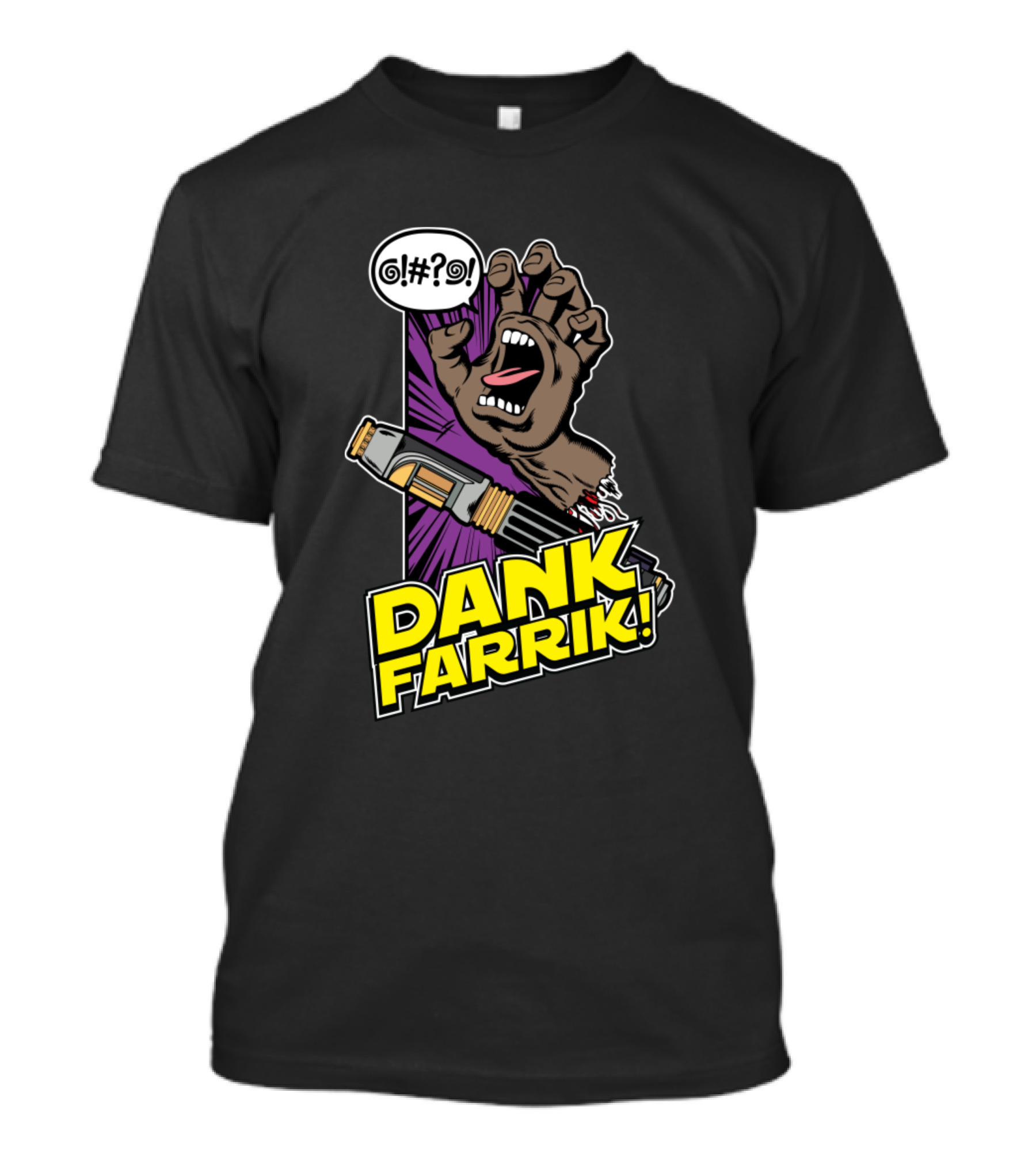 Dank Farrik Comic Style Hand With Ray Gun And Speech Bubble T-Shirt