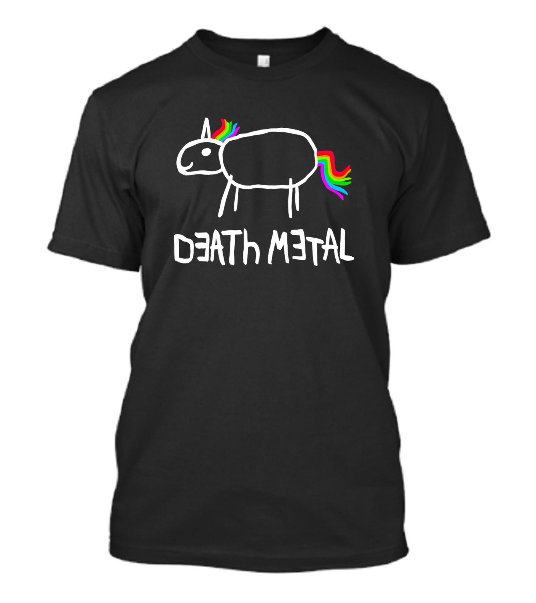 Death Metal Unicorn Rainbow Mane And Tail T-Shirt