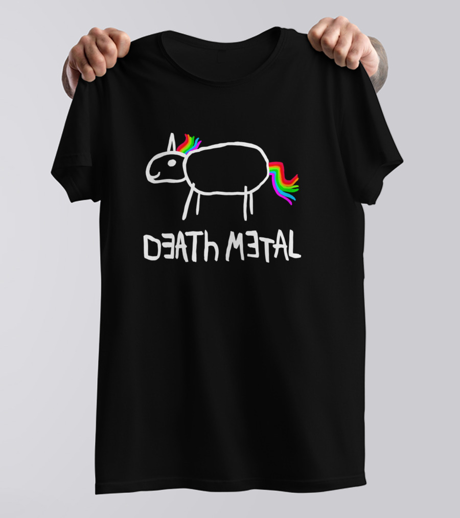 Death Metal Unicorn Rainbow Mane And Tail T-Shirt