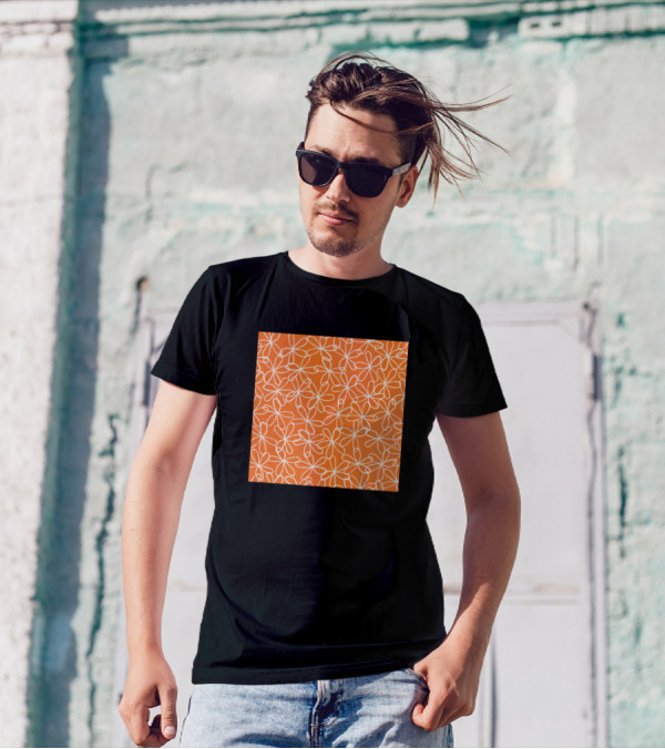 Doodle Daisies Orange Daisy Neck Gaiter Floral Pattern Neck Gator T-Shirt