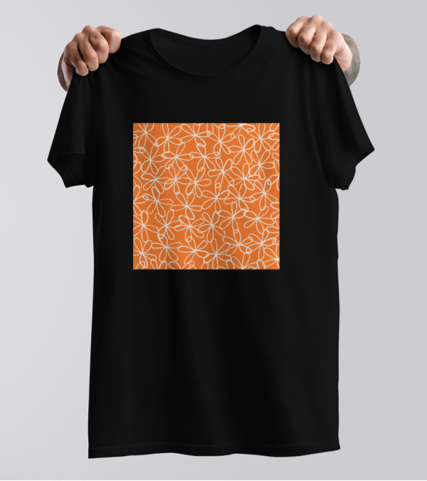 Doodle Daisies Orange Daisy Neck Gaiter Floral Pattern Neck Gator T-Shirt
