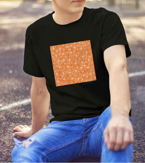 Doodle Daisies Orange Daisy Neck Gaiter Floral Pattern Neck Gator T-Shirt