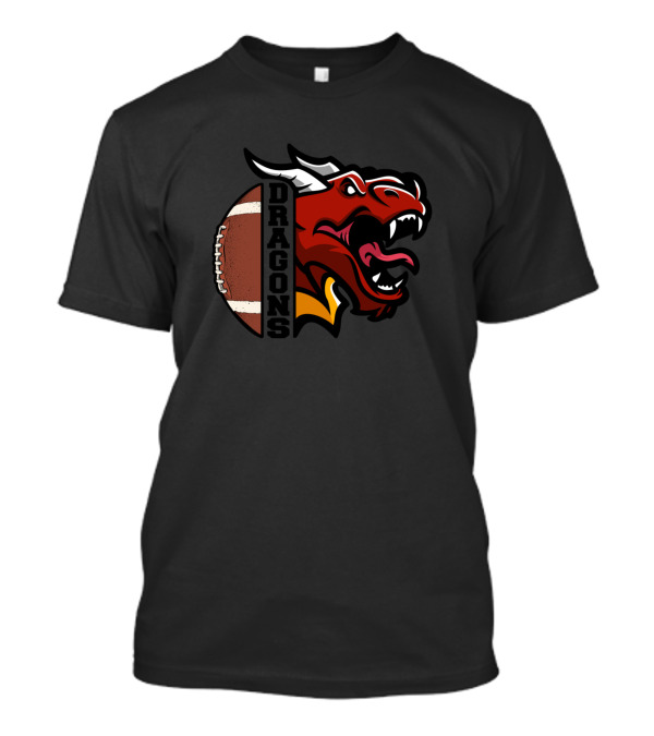 Dragons Football Red Dragon Head With Football T-Shirt