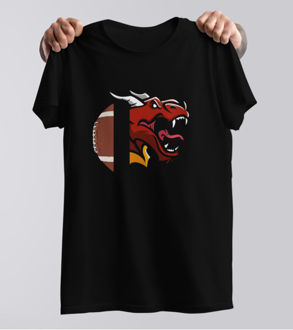 Dragons Football Red Dragon Head With Football T-Shirt