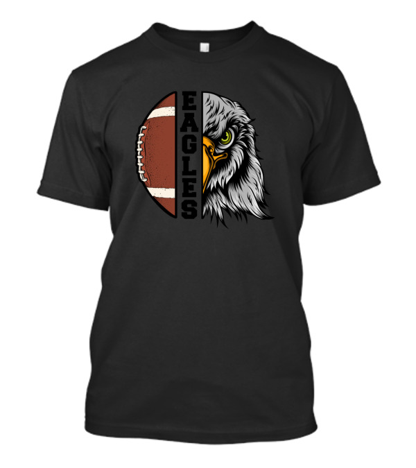 Eagles Football Fierce Mascot Face And Ball T-Shirt