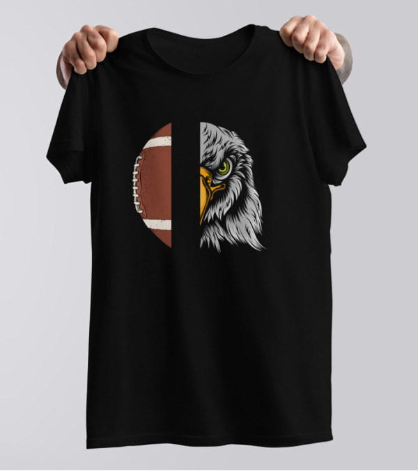 Eagles Football Fierce Mascot Face And Ball T-Shirt