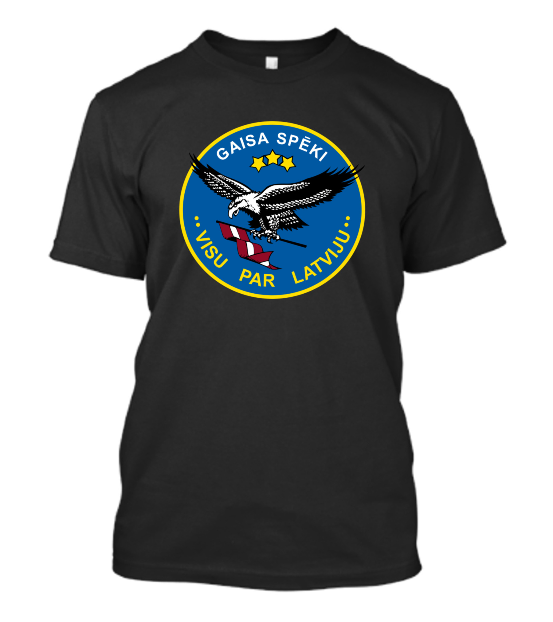 GAISA SPĒKI Visu Par Latviju Emblem With Eagle And Stars T-Shirt