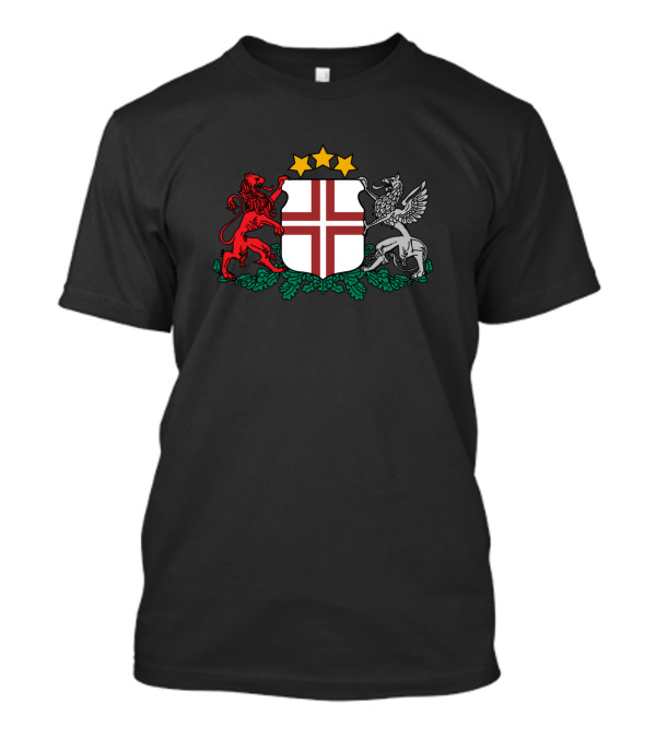 Emblem Of The Latvian Naval Forces Shield With Red Lion, Winged Horse, And Three Stars T-Shirt