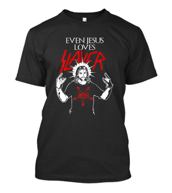 Even Jesus Loves Slayer Christian Faith Heavy Metal Iconic T-Shirt