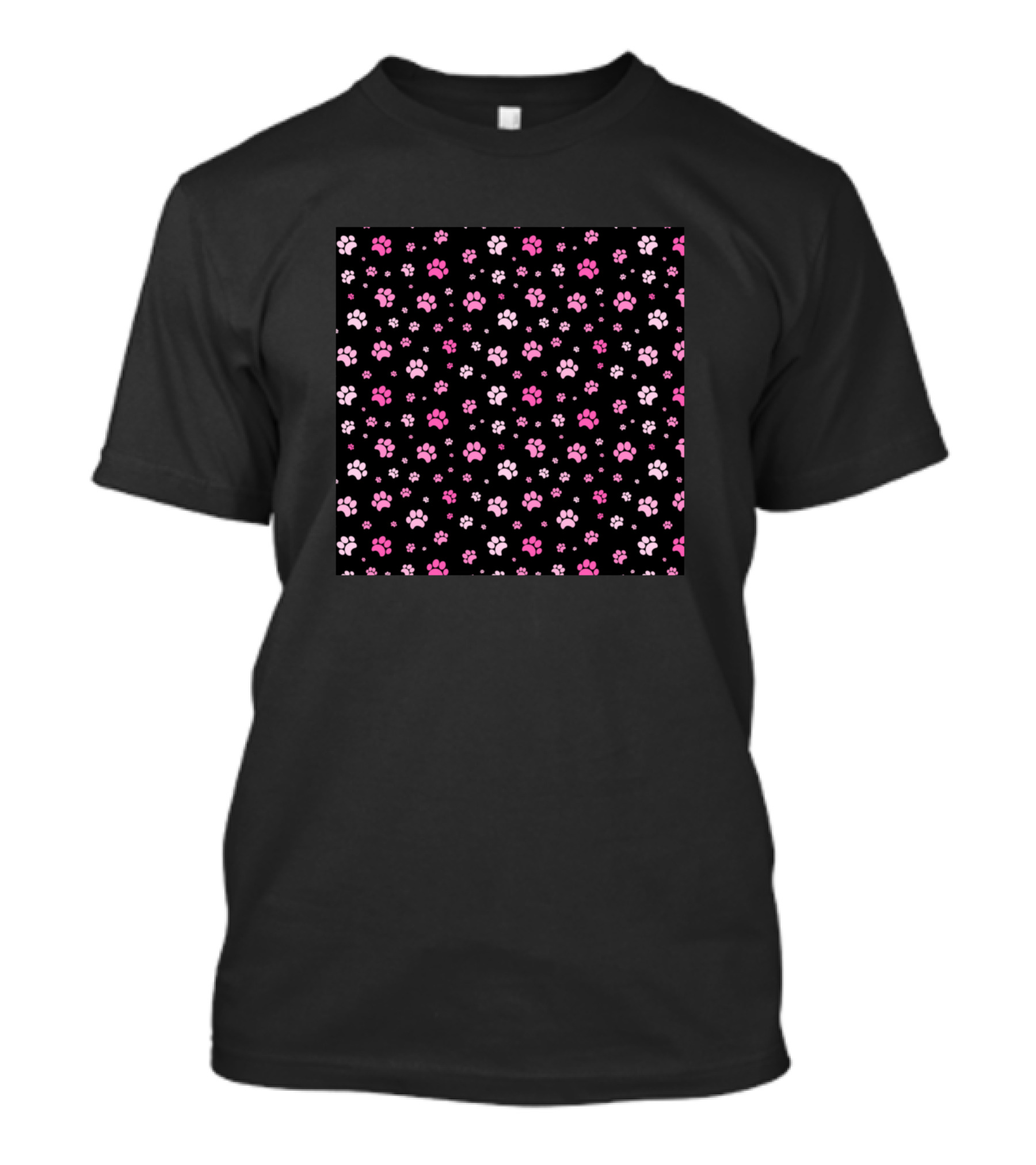 Face Covering Pink And Black Paw Prints Pattern Mask Neck Accessory T-Shirt