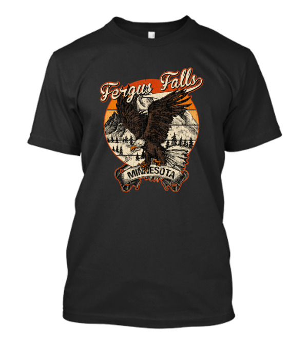 Fergus Falls Minnesota Bald Eagle Vintage Mountain Scene T-Shirt