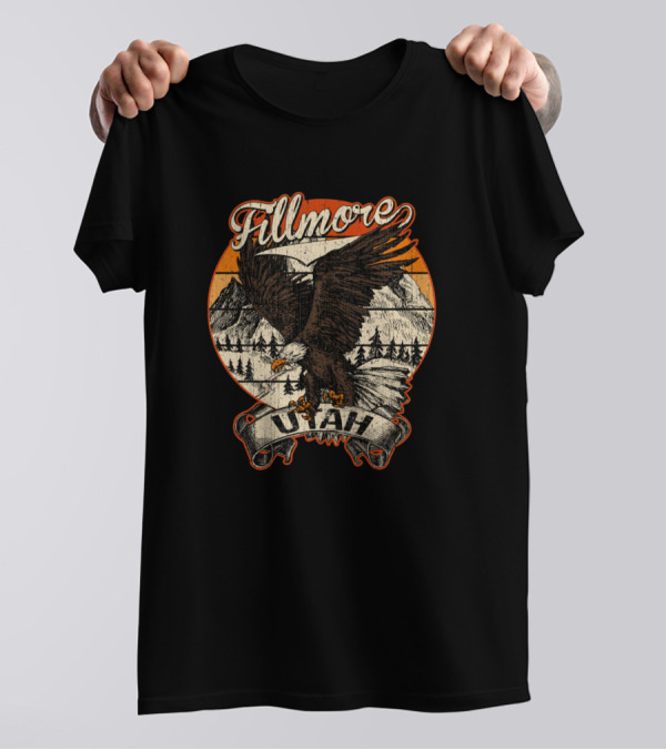 Fillmore Utah Bald Eagle Scenic Vintage Mountain Circle T-Shirt