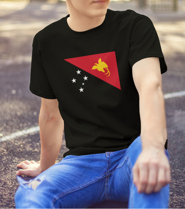 Flag Of Papua New Guinea With Five Stars And Yellow Bird Of Paradise T-Shirt
