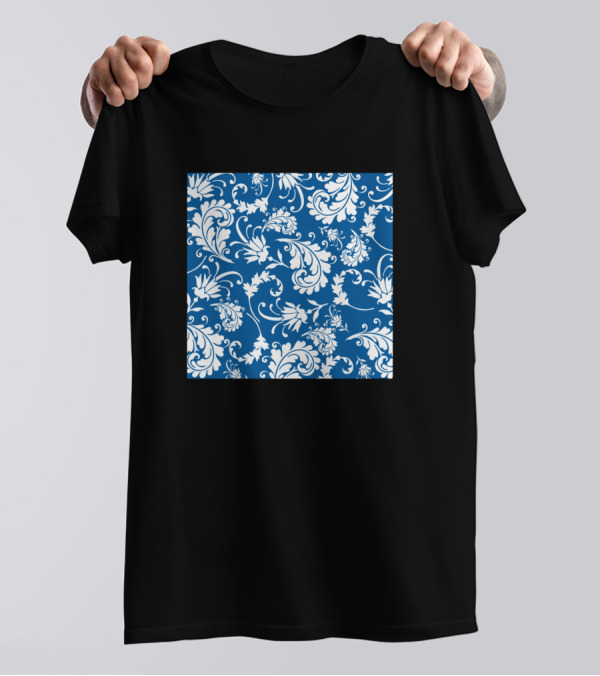Floral Paisley Blue Neck Gaiter T-Shirt