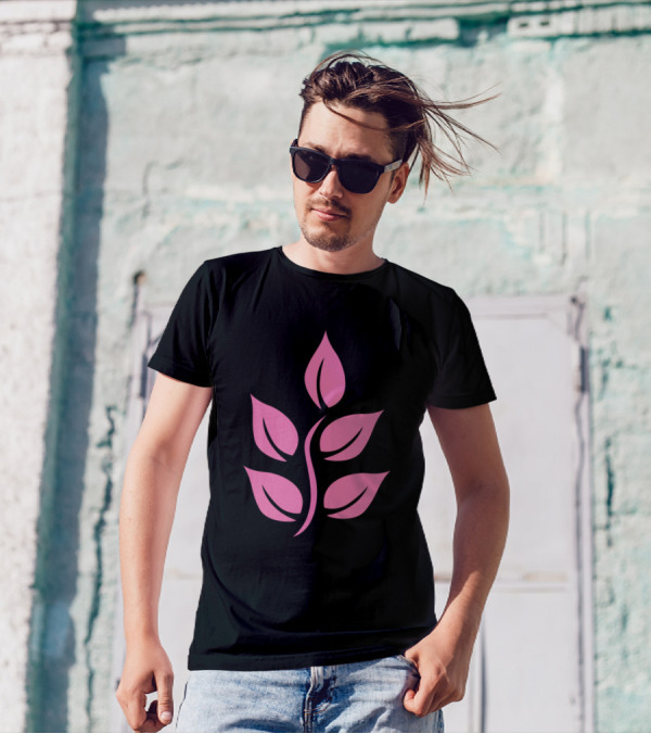 Flower Cute Floral Pink Leaf Motif T-Shirt