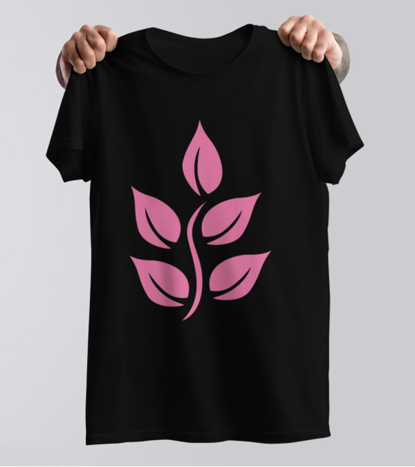 Flower Cute Floral Pink Leaf Motif T-Shirt