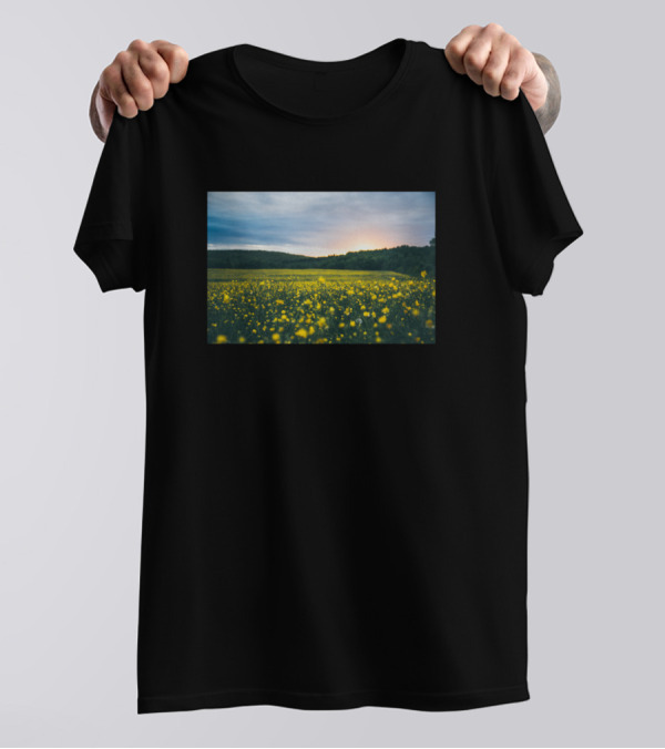 Flower Yellow Petal Bloom Garden Sunset Field T-Shirt