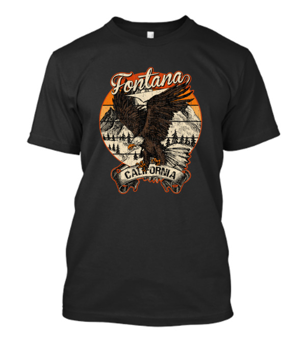 Fontana California Bald Eagle Vintage Aesthetic Retro Mountain Scenery T-Shirt