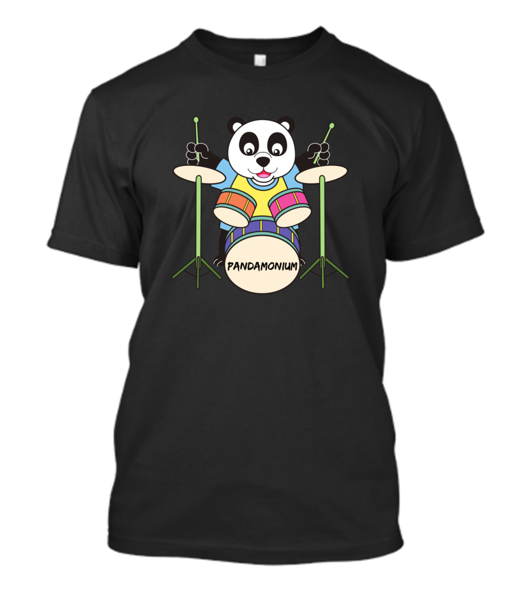 Funny Panda Pandamonium Playing The Drums T-Shirt