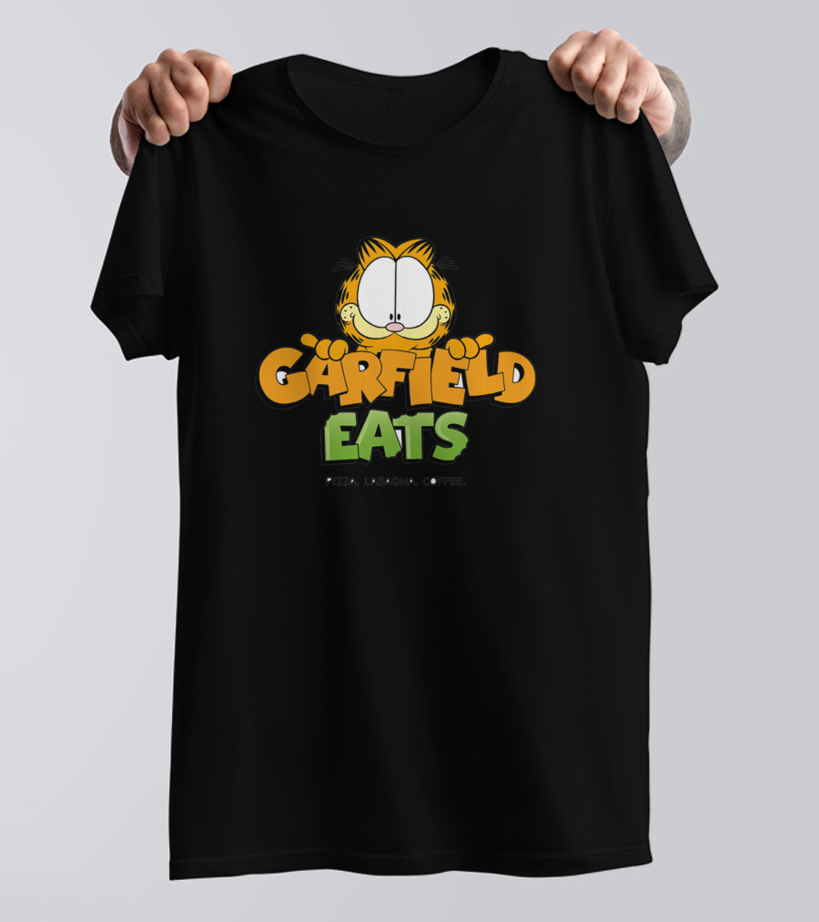Garfield Eats Pizza Lasagna Coffee T-Shirt