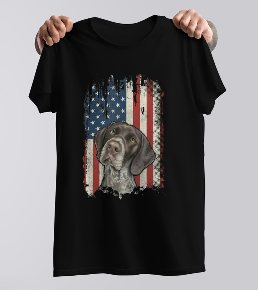 German Shorthaired Pointer USA American Flag GSP T-Shirt