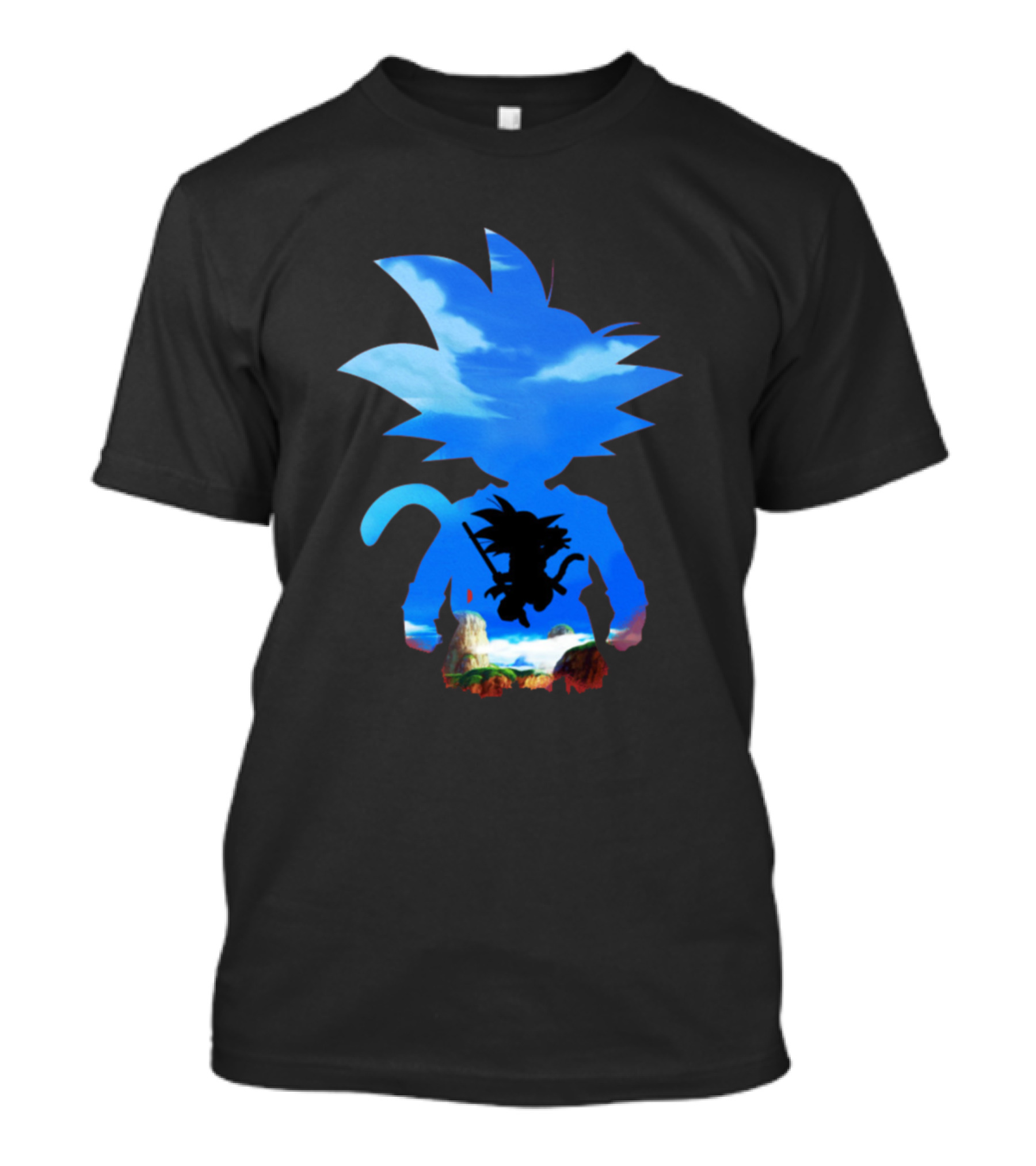 Goku Human Silhouette And Mountain Landscape T-Shirt