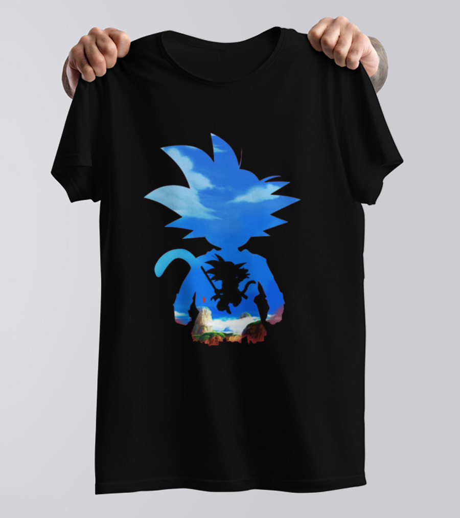 Goku Human Silhouette And Mountain Landscape T-Shirt