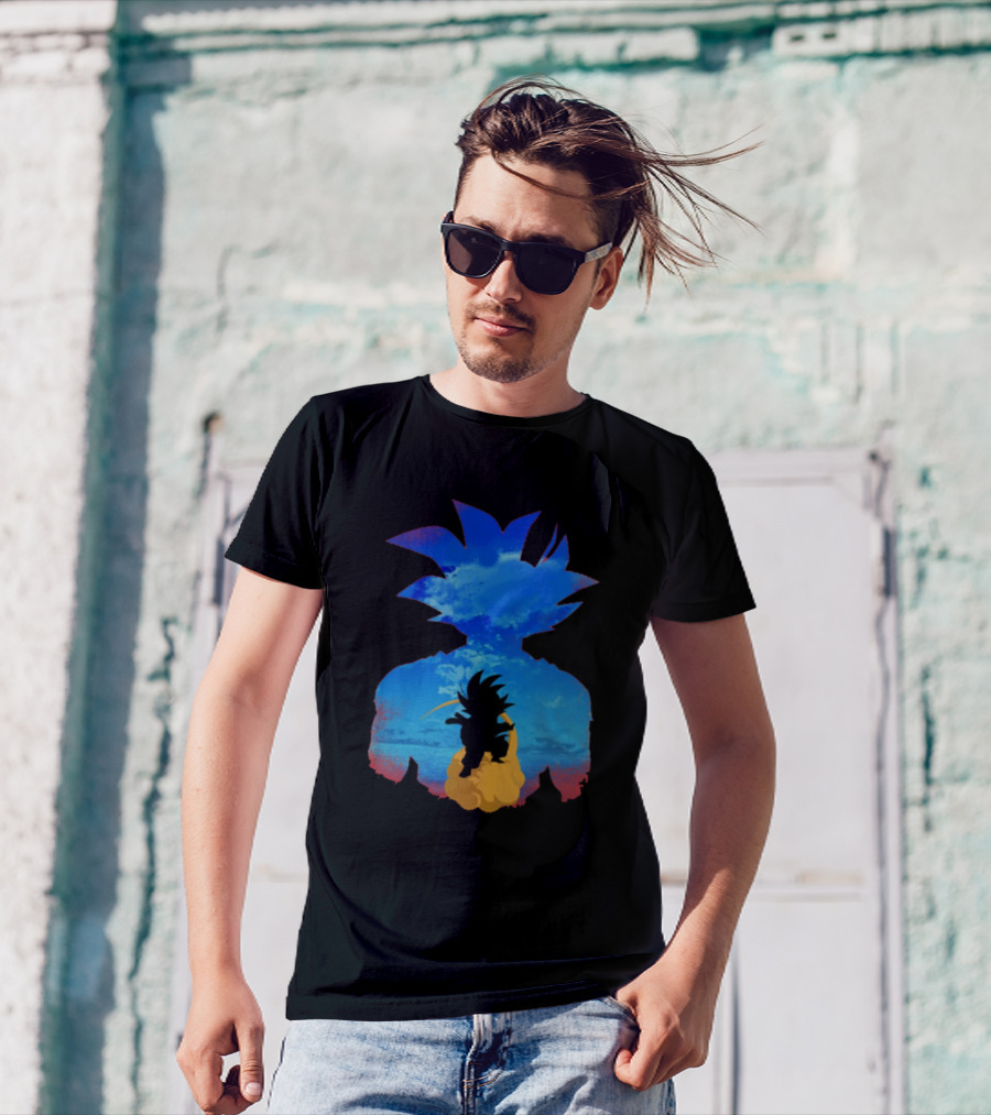 Goku Man Blue Sky Silhouette With Flying Nimbus T-Shirt