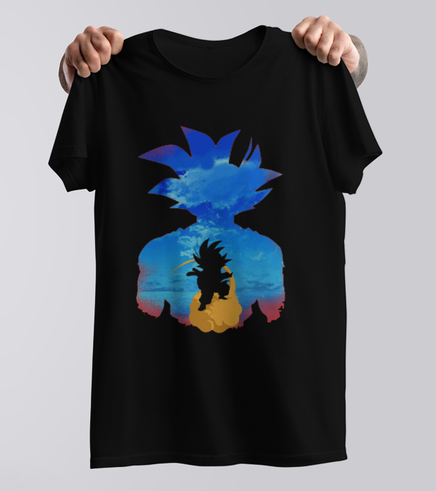Goku Man Blue Sky Silhouette With Flying Nimbus T-Shirt