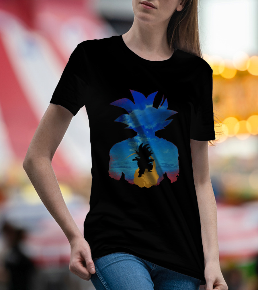Goku Man Blue Sky Silhouette With Flying Nimbus T-Shirt