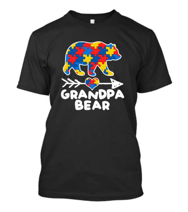 Grandpa Bear Autism Awareness Puzzle Piece Family T-Shirt