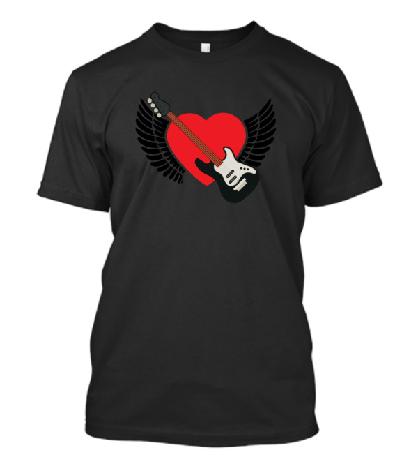 Heart With Wings And Electric Guitar Fusion T-Shirt