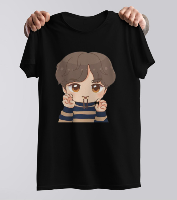 Haechan NCT Cute Chibi Character With Striped T-Shirt