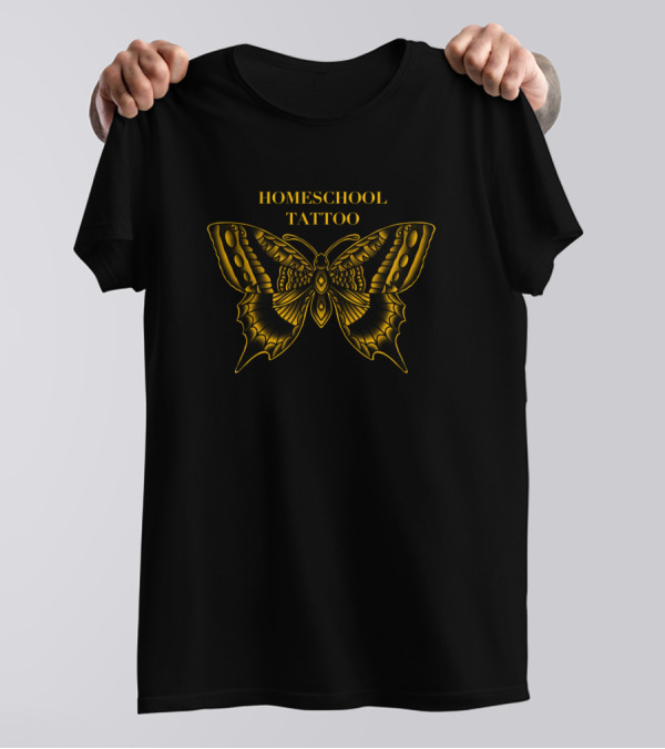 HOMESCHOOL TATTOO Yellow Butterfly T-Shirt