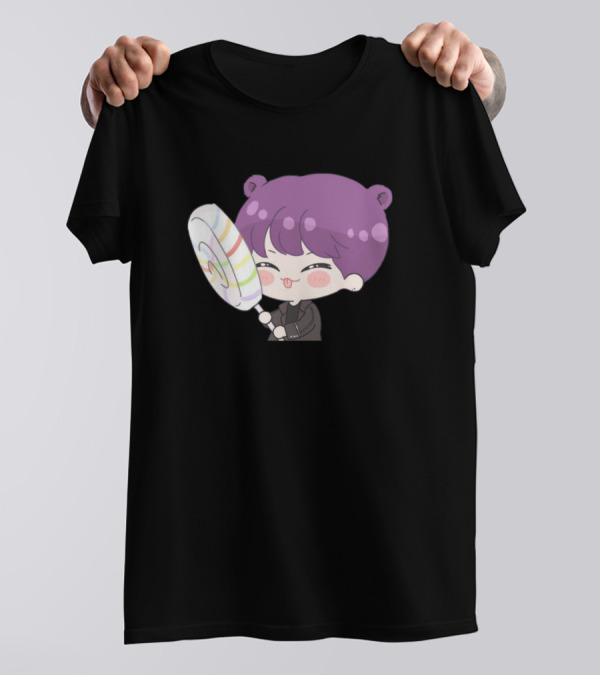 Seventeen Hoshi Cute Chibi With Colorful Lollipop T-Shirt