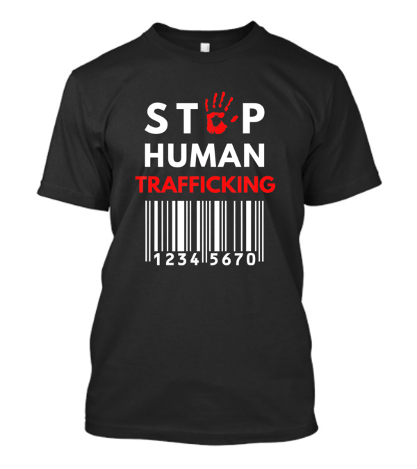STOP Human Trafficking Barcode Handprint 12345670 T-Shirt