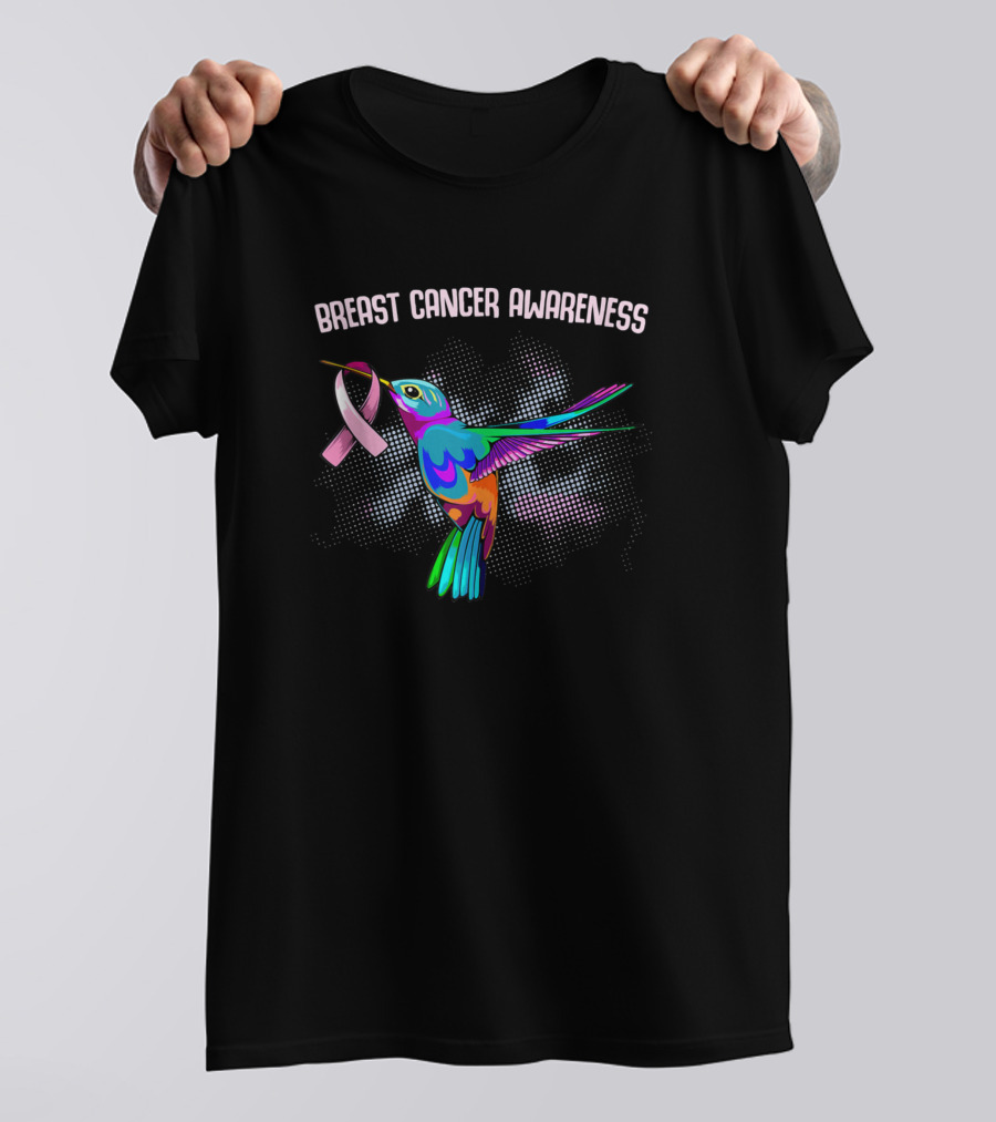 Hummingbird Breast Cancer Awareness Pink Ribbon Empathy T-Shirt