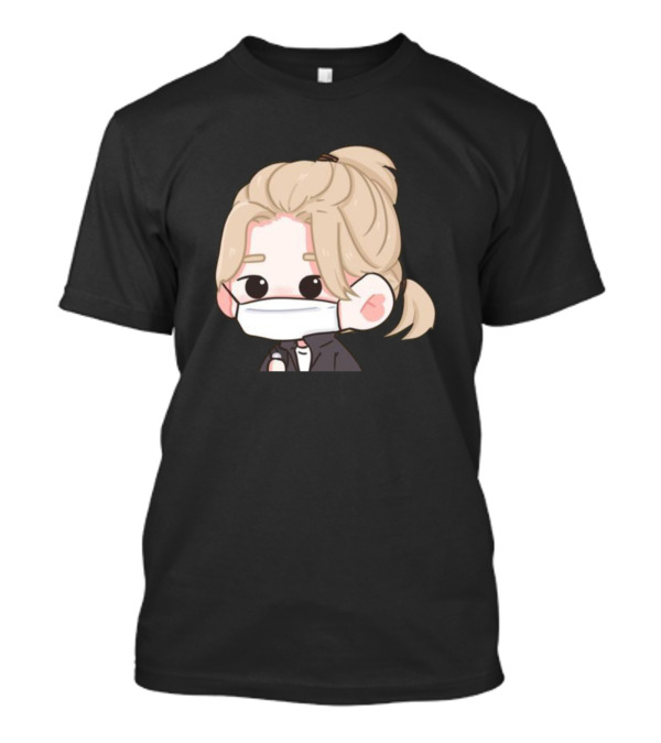 Hyunjin Stray Kids Cartoon Character With Mask Ponytail Anime T-Shirt