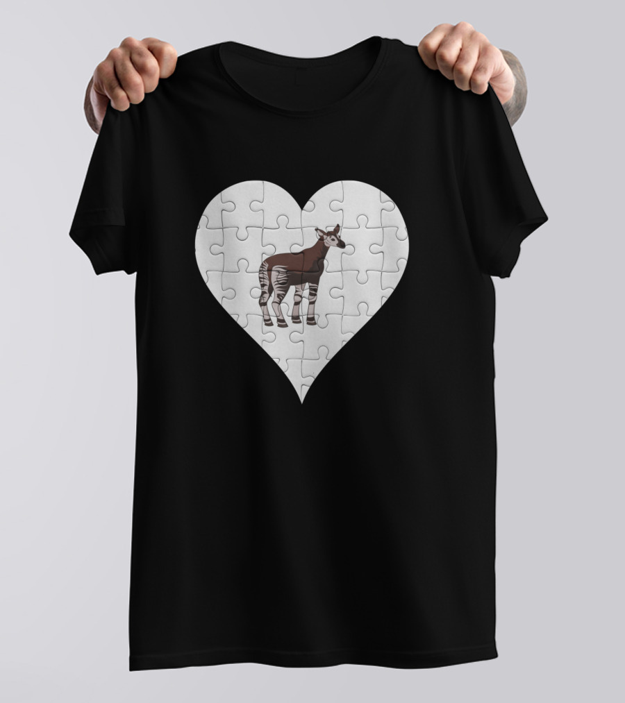 Jigsaw Okapi Heart Wild Animal Puzzle T-Shirt