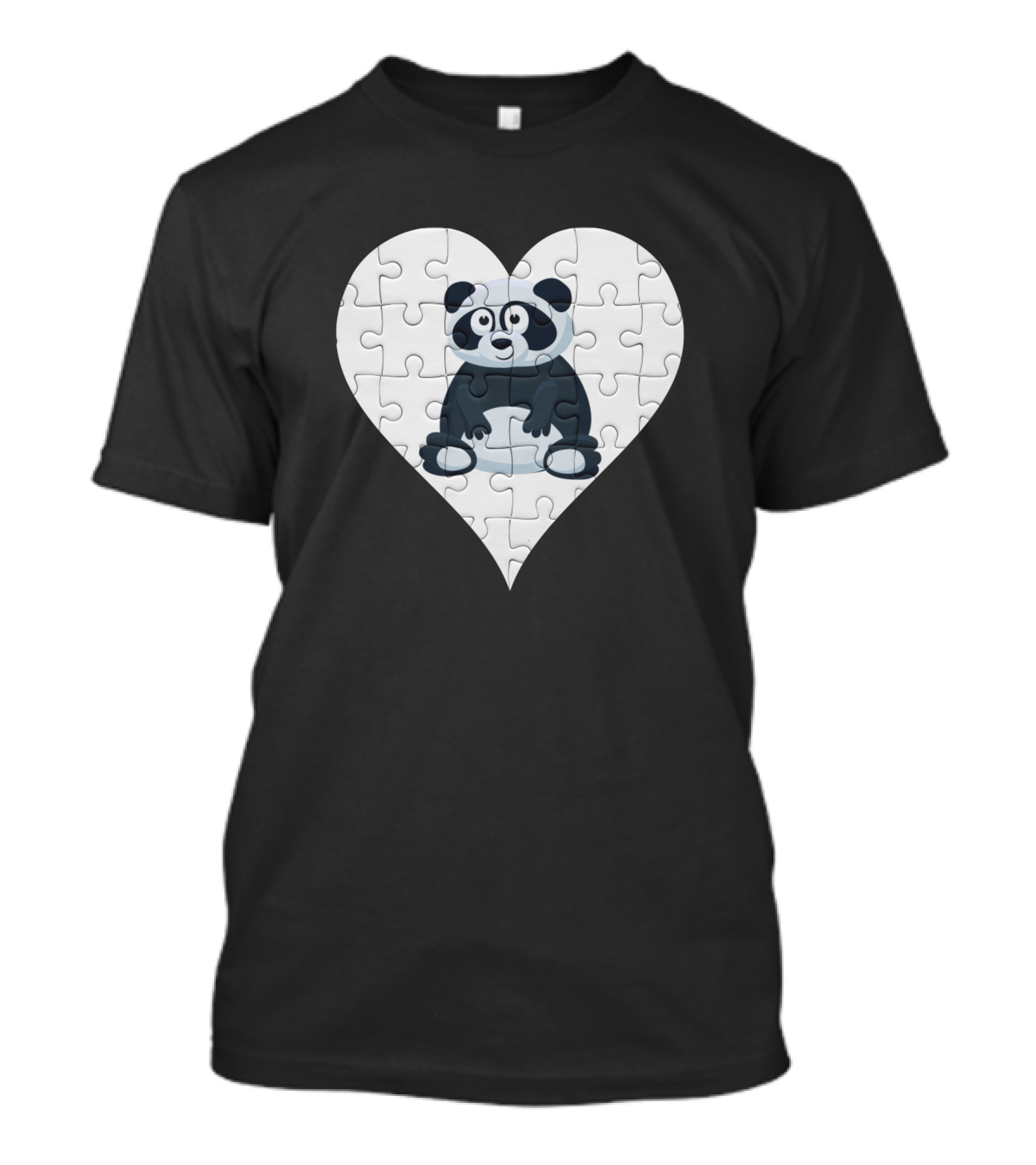 Jigsaw Panda Heart Wild Animal Panda T-Shirt