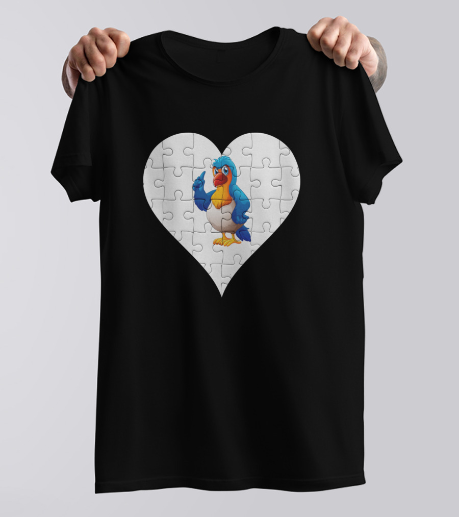 Jigsaw Heart Parrot Puzzle Design Birds T-Shirt
