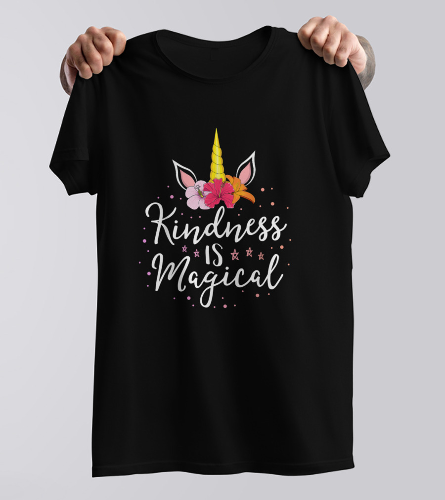Kindness Is Magical Unicorn Horn Floral Teacher Kind Anti Bullying T-Shirt