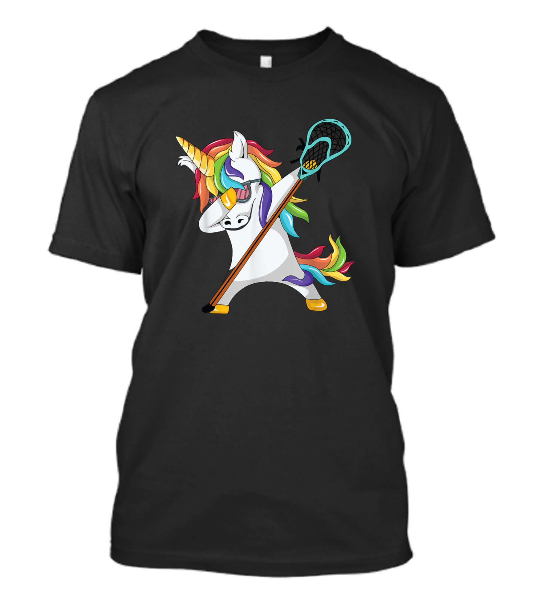 Rainbow Lacrosse Dab Unicorn Displaying Dabbing Pose T-Shirt