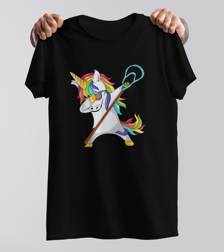 Rainbow Lacrosse Dab Unicorn Displaying Dabbing Pose T-Shirt