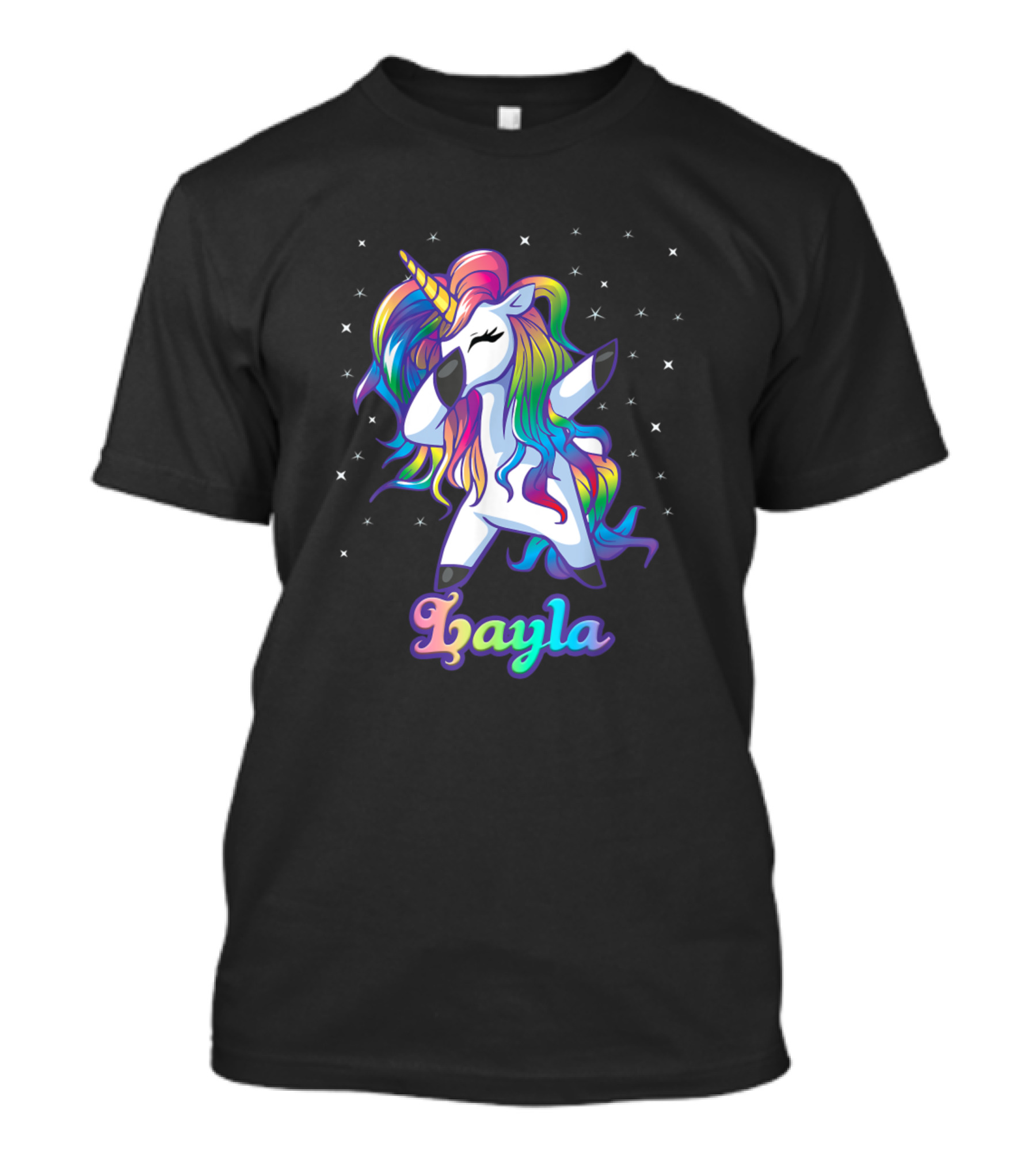 Layla Name Personalized Rainbow Unicorn Dab With Stars T-Shirt