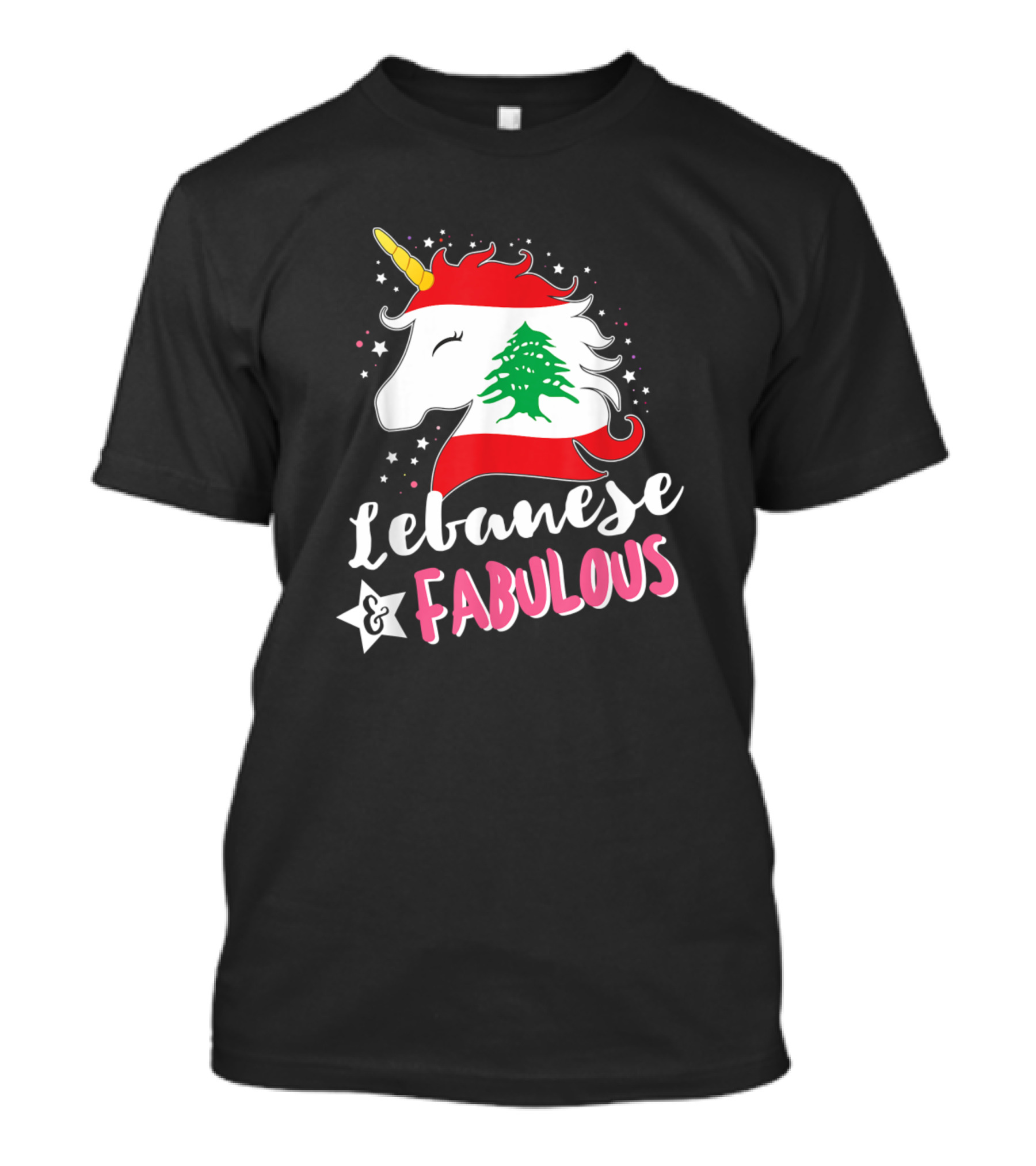 Lebanese Fabulous Unicorn Lebanon Flag T-Shirt