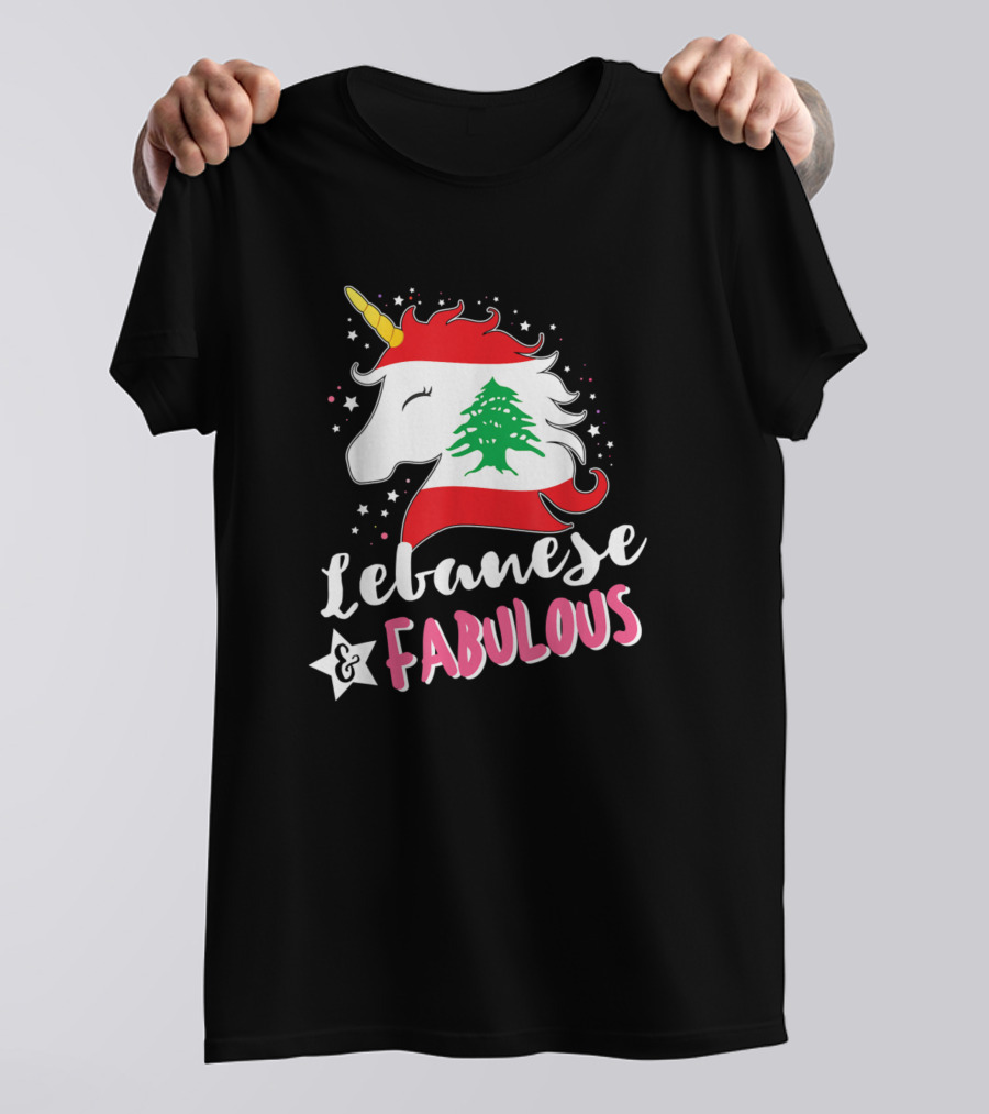 Lebanese Fabulous Unicorn Lebanon Flag T-Shirt