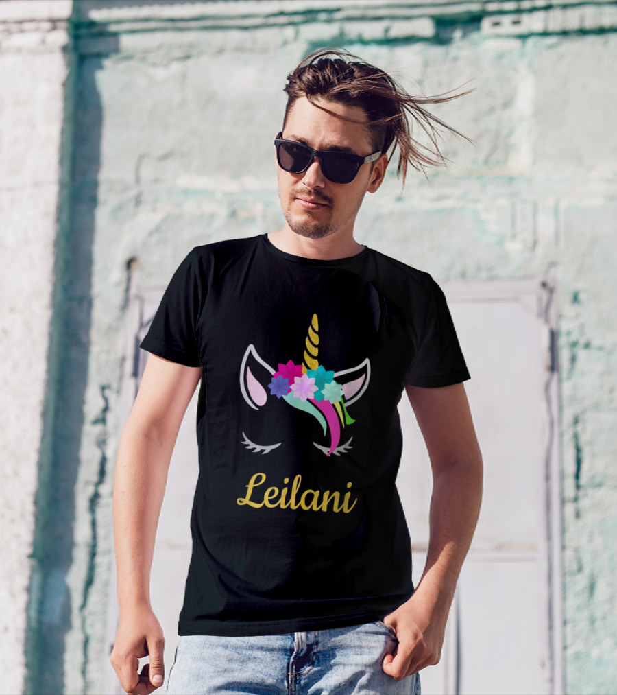 Leilani Unicorn Floral Headband Colorful Horn T-Shirt