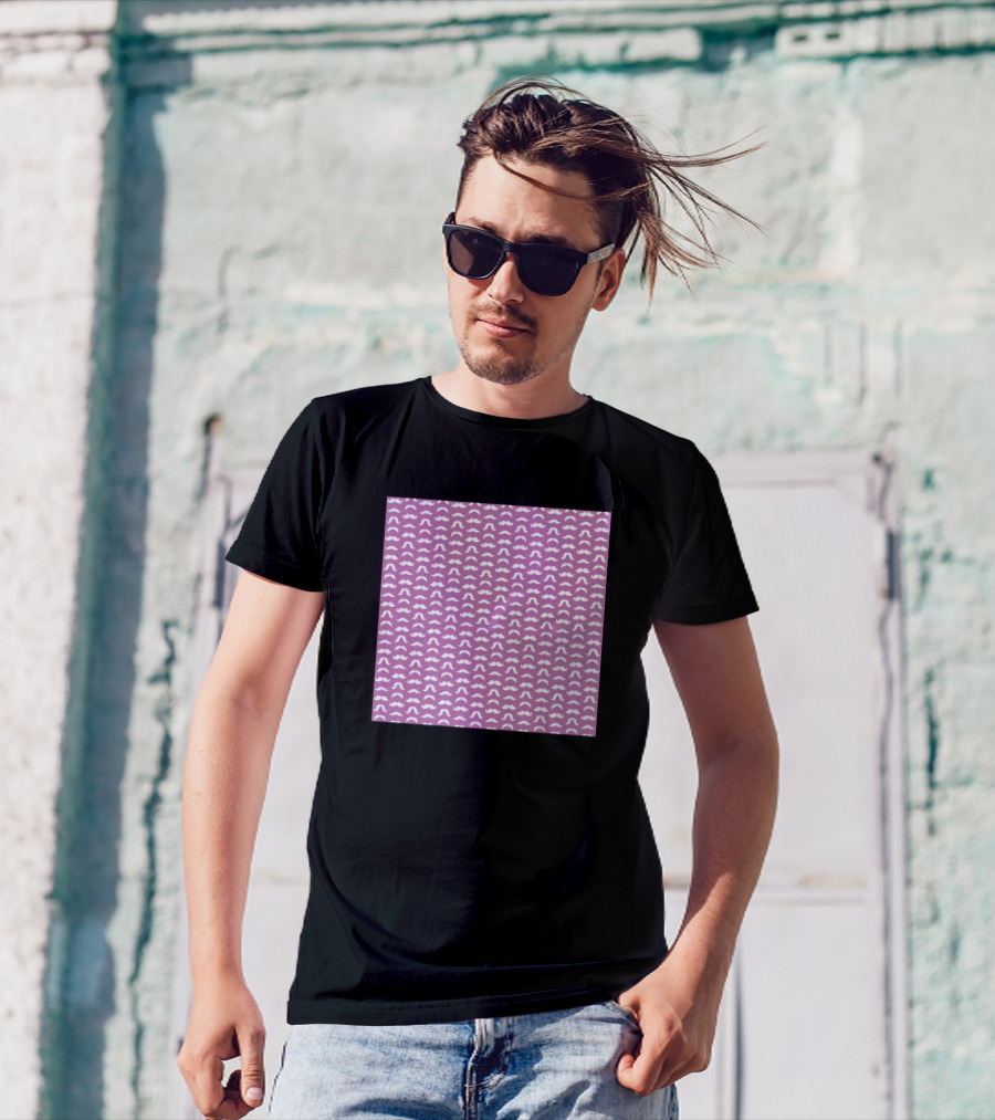 Mustache Pattern Purple Neck Gaiter T-Shirt